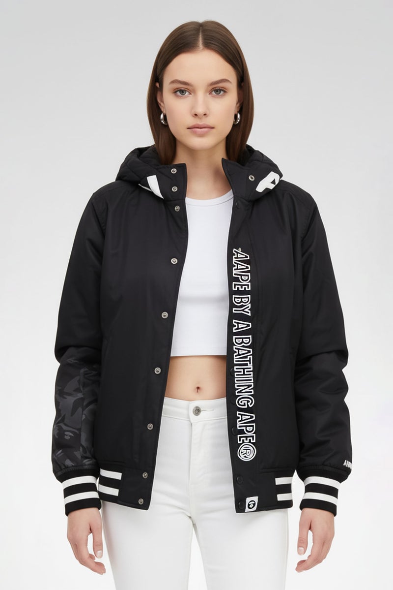 Aape By A Bathing Ape Women Embroidered Logo Puffer Jacket, Black - Image 2
